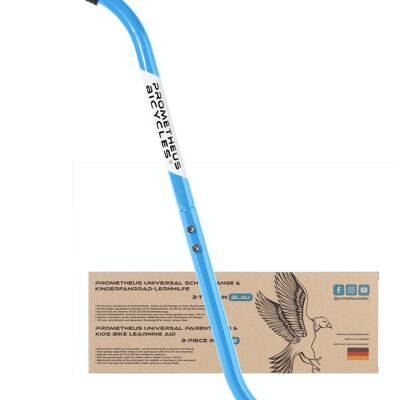 Tige de poussée - tige de support pour vélo d'enfant en 3 parties - aide à l'apprentissage du vélo en bleu