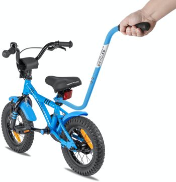 Tige de poussée - tige de support pour vélo d'enfant en 3 parties - aide à l'apprentissage du vélo en bleu 2