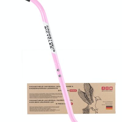 Push rod - barra de soporte para bicicleta infantil de 3 partes - ayuda para el aprendizaje de la bicicleta en rosa