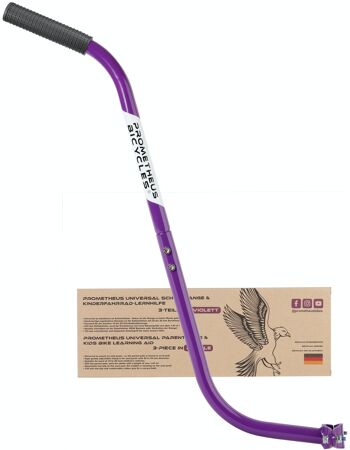 Tige de poussée - tige de support pour vélo d'enfant en 3 parties - aide à l'apprentissage du vélo en violet 1