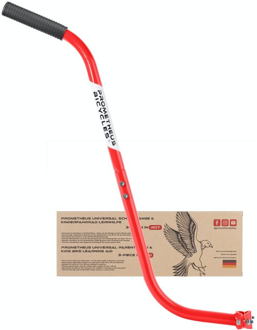 Schubstange - Haltestange für Kinderfahrrad 3-teilig - Fahrrad Lernhilfe in Rot