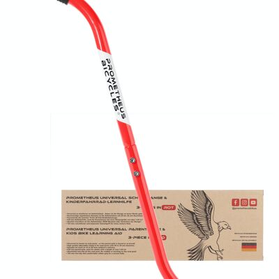 Varilla de empuje - varilla de soporte para bicicleta infantil de 3 partes - ayuda para el aprendizaje de la bicicleta en rojo