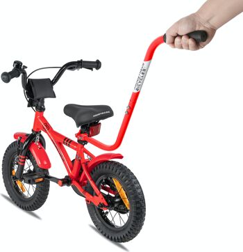 Tige de poussée - tige de support pour vélo d'enfant en 3 parties - aide à l'apprentissage du vélo en rouge 2