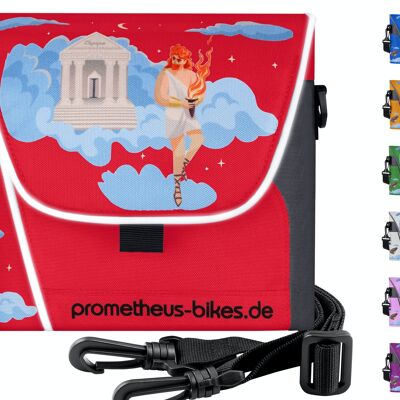 Handlebar bag for children with shoulder strap and reflective strips | 3 strap fuse in red