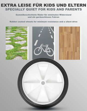 Roues d'entraînement pour vélos pour enfants universels pour 12 14 16 18 pouces - avec pneus en caoutchouc en blanc 4