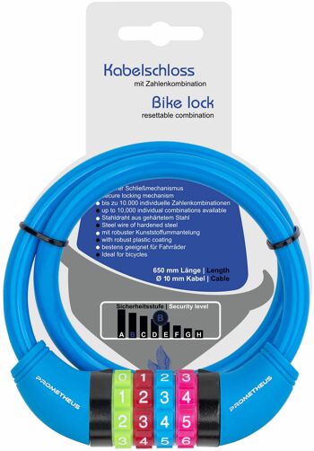 Antivol vélo pour enfant Antivol à combinaison et câble bleu 1