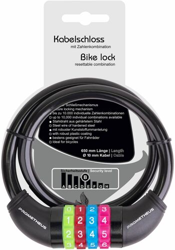 Antivol de vélo pour enfants Antivol à combinaison et câble en noir 1