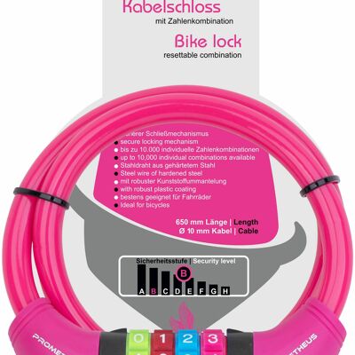 Bicycle lock for children combination and cable lock in pink