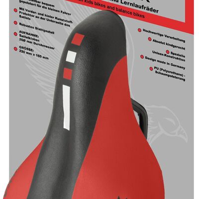 Children's bicycle saddle junior saddle for 12 to 18 inches in red