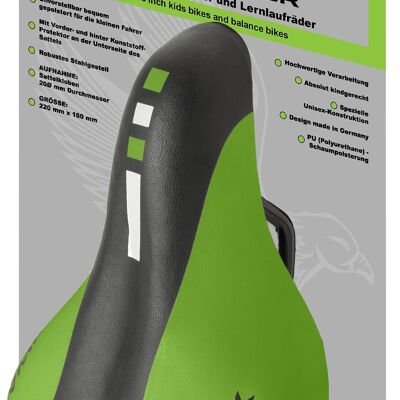 Children's bicycle saddle Junior saddle for 12 to 18 inches in green