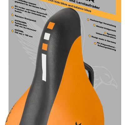 Children's bicycle saddle Junior Saddle for 12 to 18 inches in orange