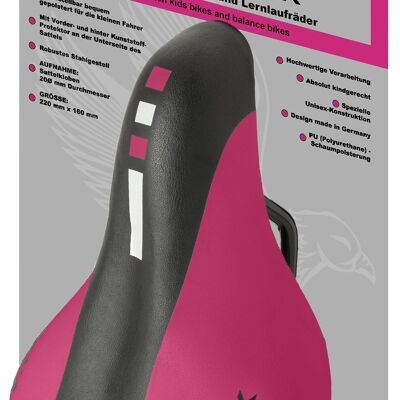 Children's bicycle saddle junior saddle for 12 to 18 inches in pink