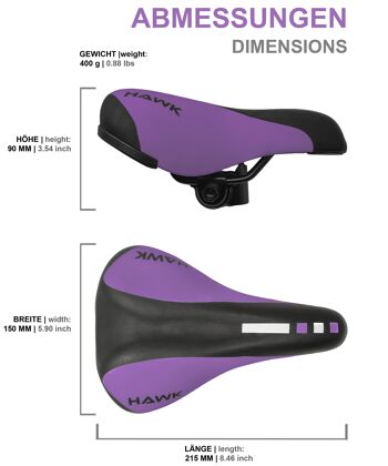 Selle de vélo pour enfants Junior Saddle pour 12 à 18 pouces en violet 2