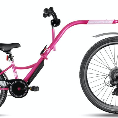 Remolque de bicicleta para niños en tándem, bicicleta de remolque en rosa