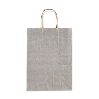 Bolsa de papel Kraft Allegra Dark Gris Plateada (mediana)