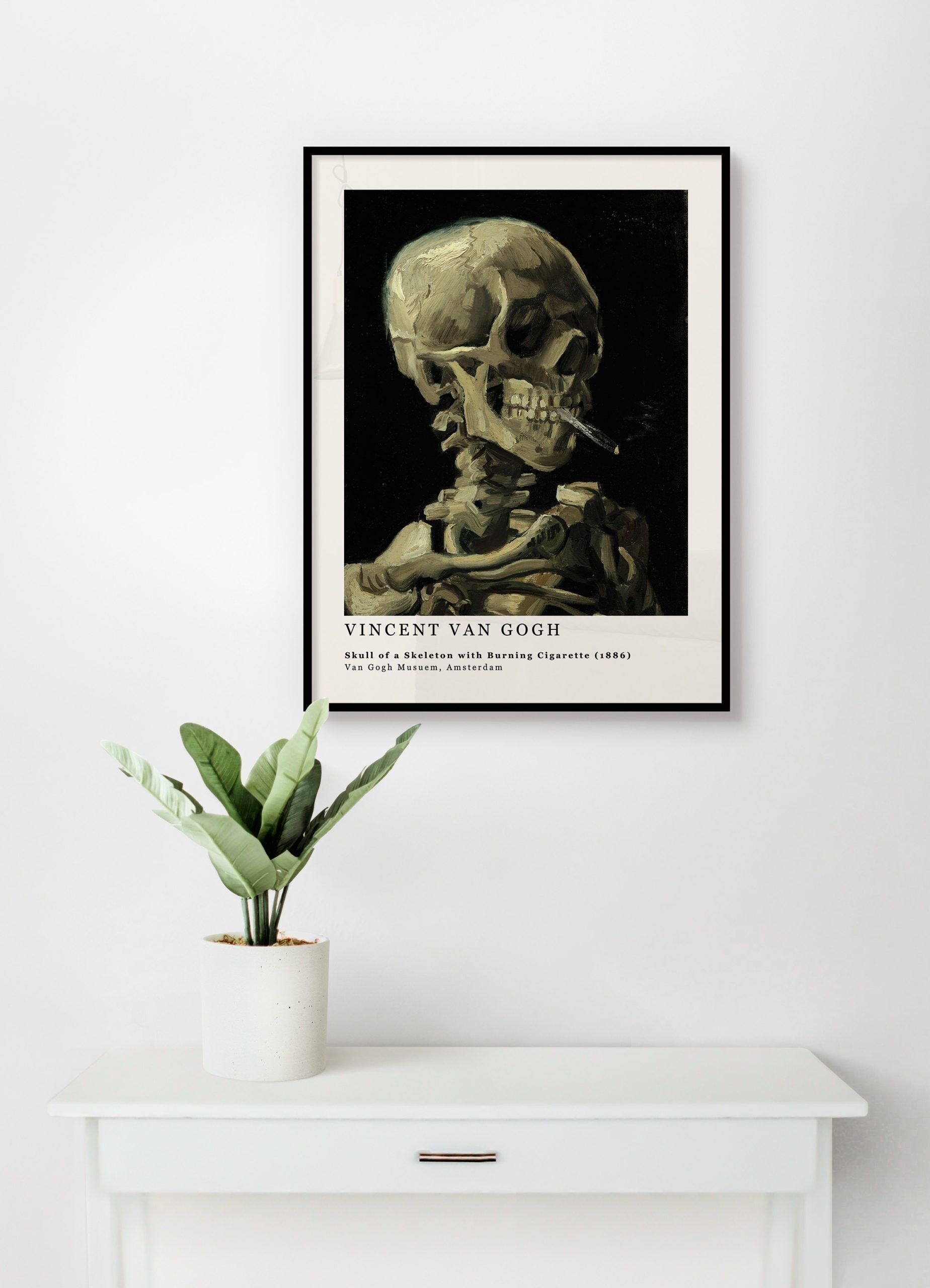 Poster Van Gogh - Skelettkopf mit brennender Zigarette - 30 x 40 cm