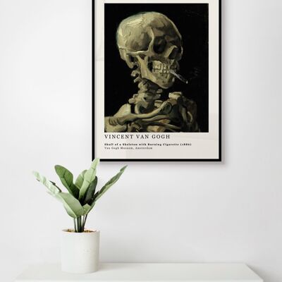 Poster Van Gogh - Testa di scheletro con sigaretta accesa - 30 x 40 cm