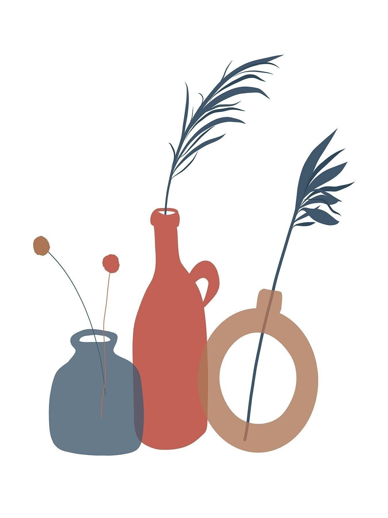 Poster Vasen - Abstrakte Terrcotta - 30 x 40 cm