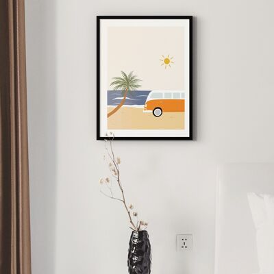 Poster Volkswagen Van - Beach Modern Art - 30 x 40 cm