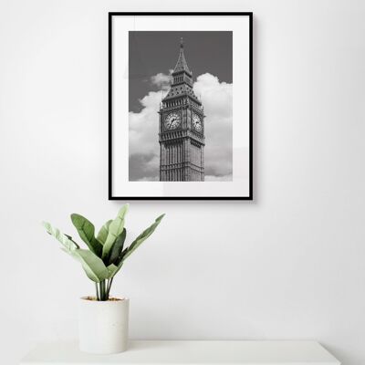 Poster London Big Ben - Schwarz Weiß - 30 x 40 cm