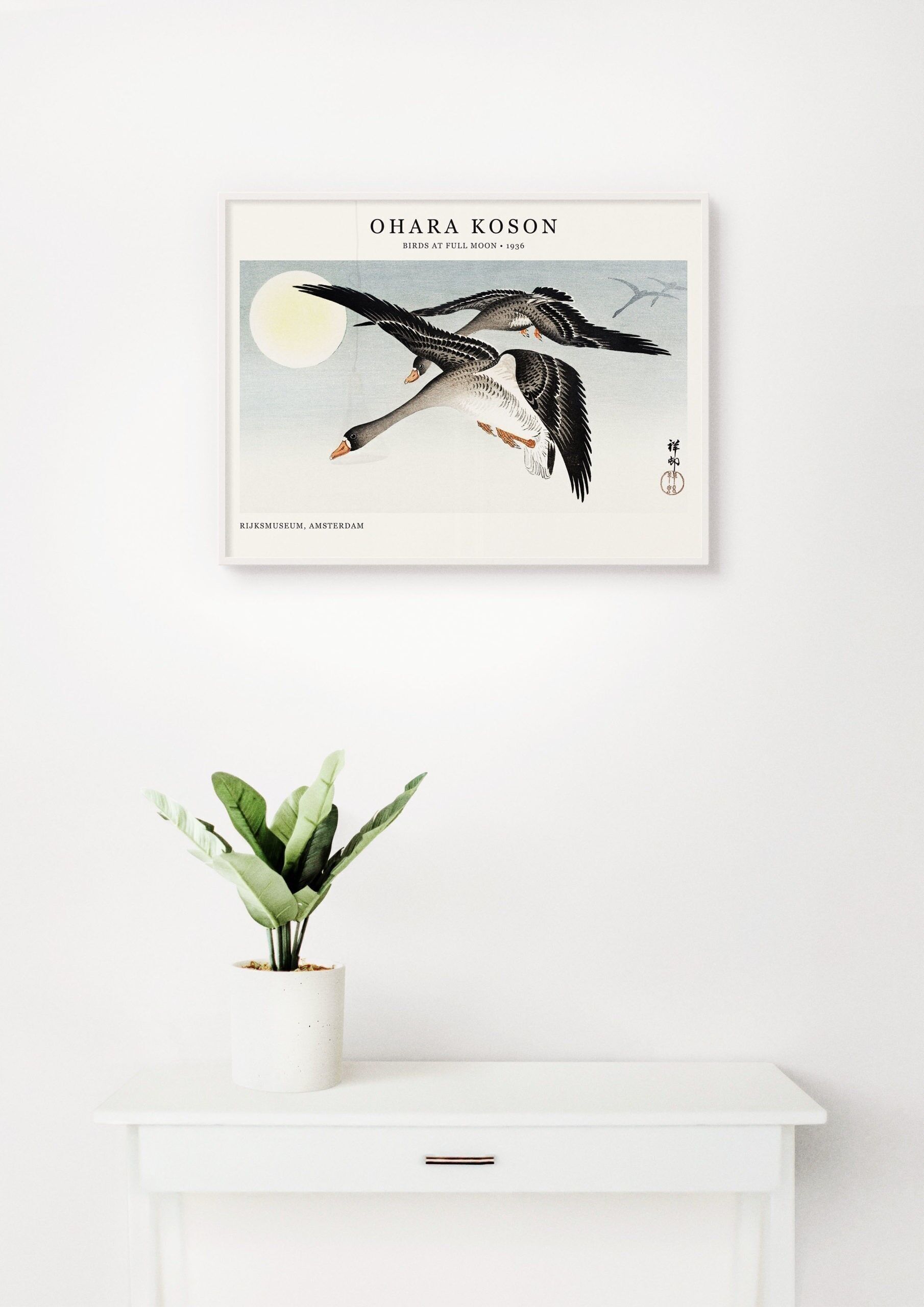 Póster Ohara Koson - Pájaros en luna llena - 30 x 40 cm