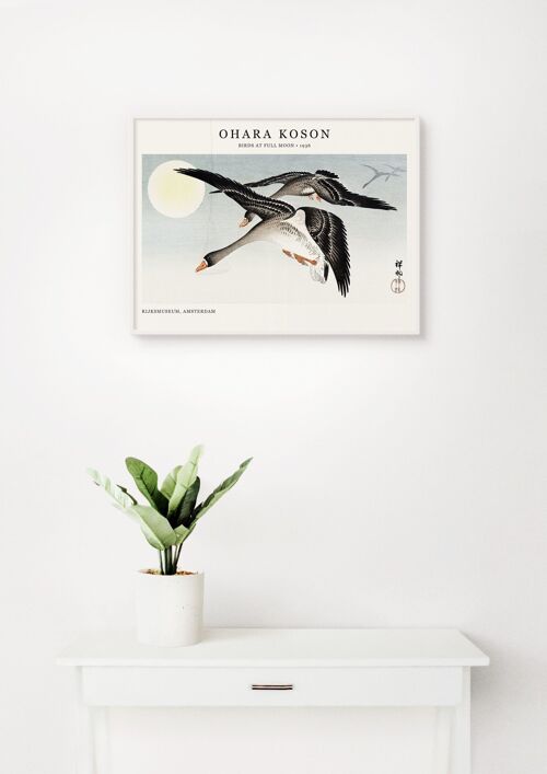 Poster Ohara Koson - Birds At Full Moon - 30 x 40 cm