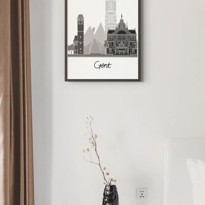 Affiche Skyline Gand - 30 x 40 cm