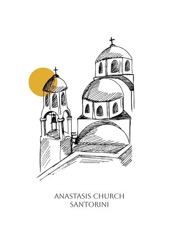 Affiche Église Anastasis - Santorin - 30 x 40 cm 2