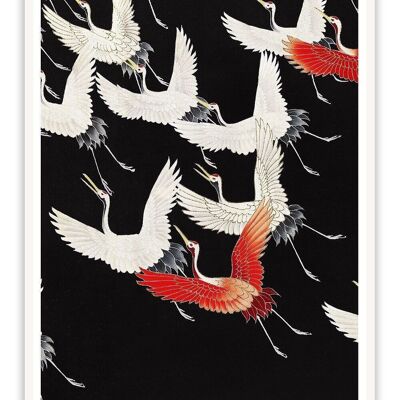 Postcard Furisode With A Myriad Of Flying Cranes