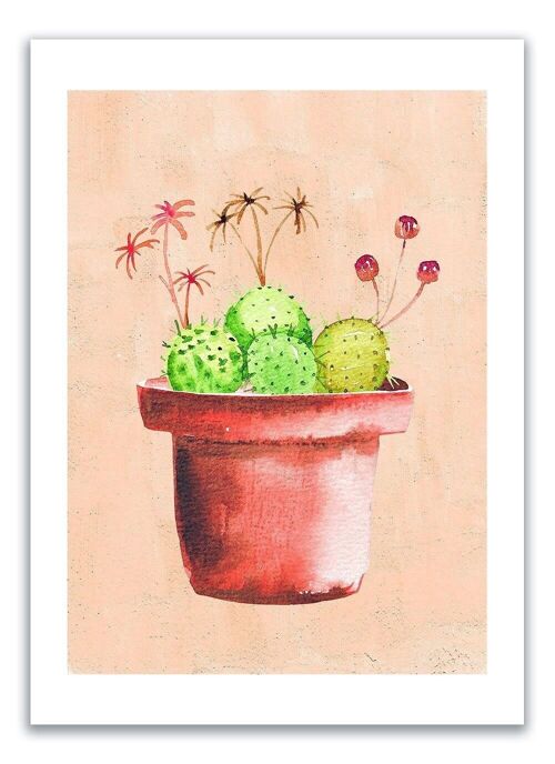 Postcard Flower Pot - Beige Background