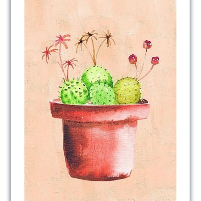 Postcard Flower Pot - Beige Background