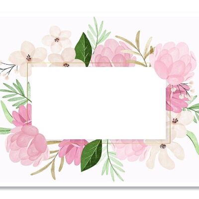 Arrangement de table de carte postale - Fleurs roses et blanches