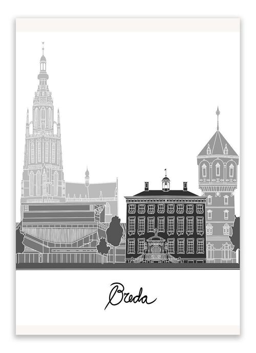 Postcard Breda Cityscape - Fine Line