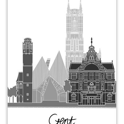 Postcard Ghent Cityscape - Fine Line