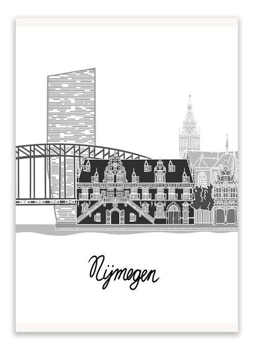 Postcard Nijmegen Cityscape - Fine Line
