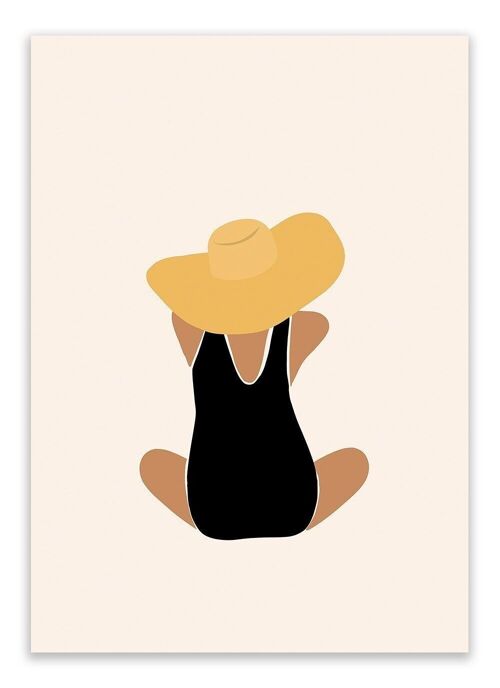 Postcard Woman Abstract - Yellow Hat