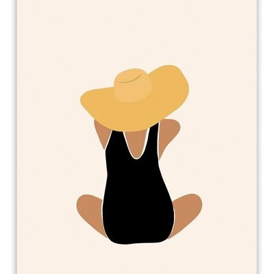 Postkarte Frauen-Zusammenfassung - gelber Hut