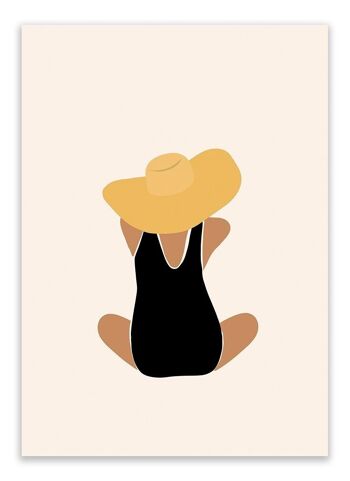 Carte Postale Femme Abstraite - Chapeau Jaune 1