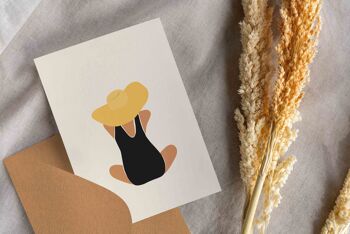 Carte Postale Femme Abstraite - Chapeau Jaune 2