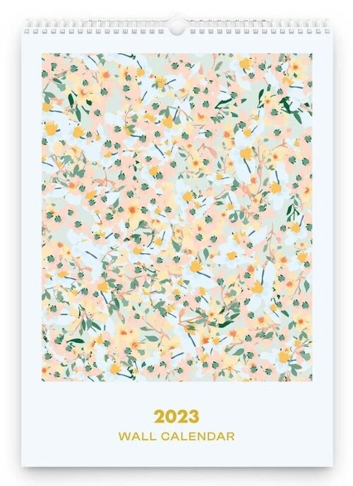 2023 Floral Wall Calendar, Monday Start, A3 Size
