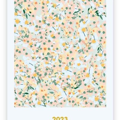Calendario de pared floral 2023, inicio de lunes, tamaño A3