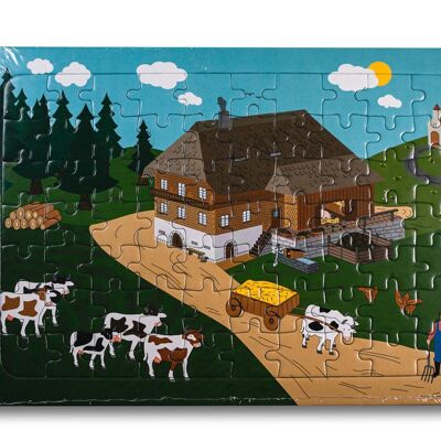 Puzzle Rahmenpuzzle Schwarzwald | Lernspiel für Kinder ab 3 Jahren | Schwarzwaldhof Bauernhof (80 Teile)