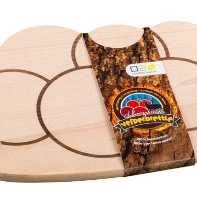 Planche Vesper au design Bollenhut | Planche de cuisine planche à découper planche à petit-déjeuner en bois de hêtre | Cadeau Forêt-Noire