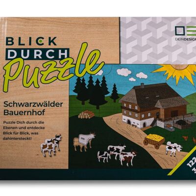 Rompecabezas para mirar: Granja en la Selva Negra | Rompecabezas de madera de varias capas para toda la familia | Regalo para los amantes de la Selva Negra