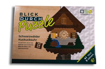 Puzzle transparent : Coucou de la Forêt-Noire | Puzzle en bois multicouche pour toute la famille | Cadeau pour les amoureux de la Forêt-Noire 1