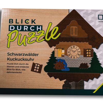 Puzzle da sfogliare: orologio a cucù della Foresta Nera | Puzzle in legno multistrato per tutta la famiglia | Regalo per gli amanti della Foresta Nera
