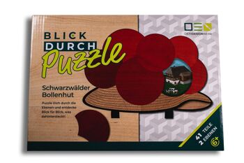 Puzzle transparent : Cabane Bollenhut de la Forêt-Noire | Puzzle en bois multicouche pour toute la famille | Cadeau pour les amoureux de la Forêt-Noire 1