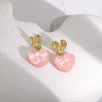 La Chanel Love Marble Gold Drop Earrings