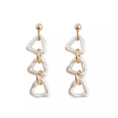 La Caroline Gold Bullion Pearl Drop Earrings