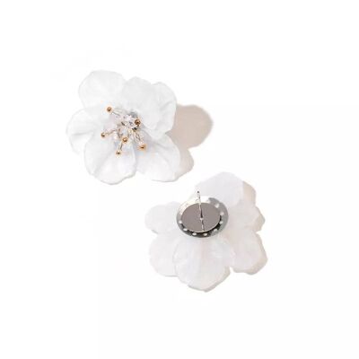 La Cheryl Gold White Rose Flower Earrings